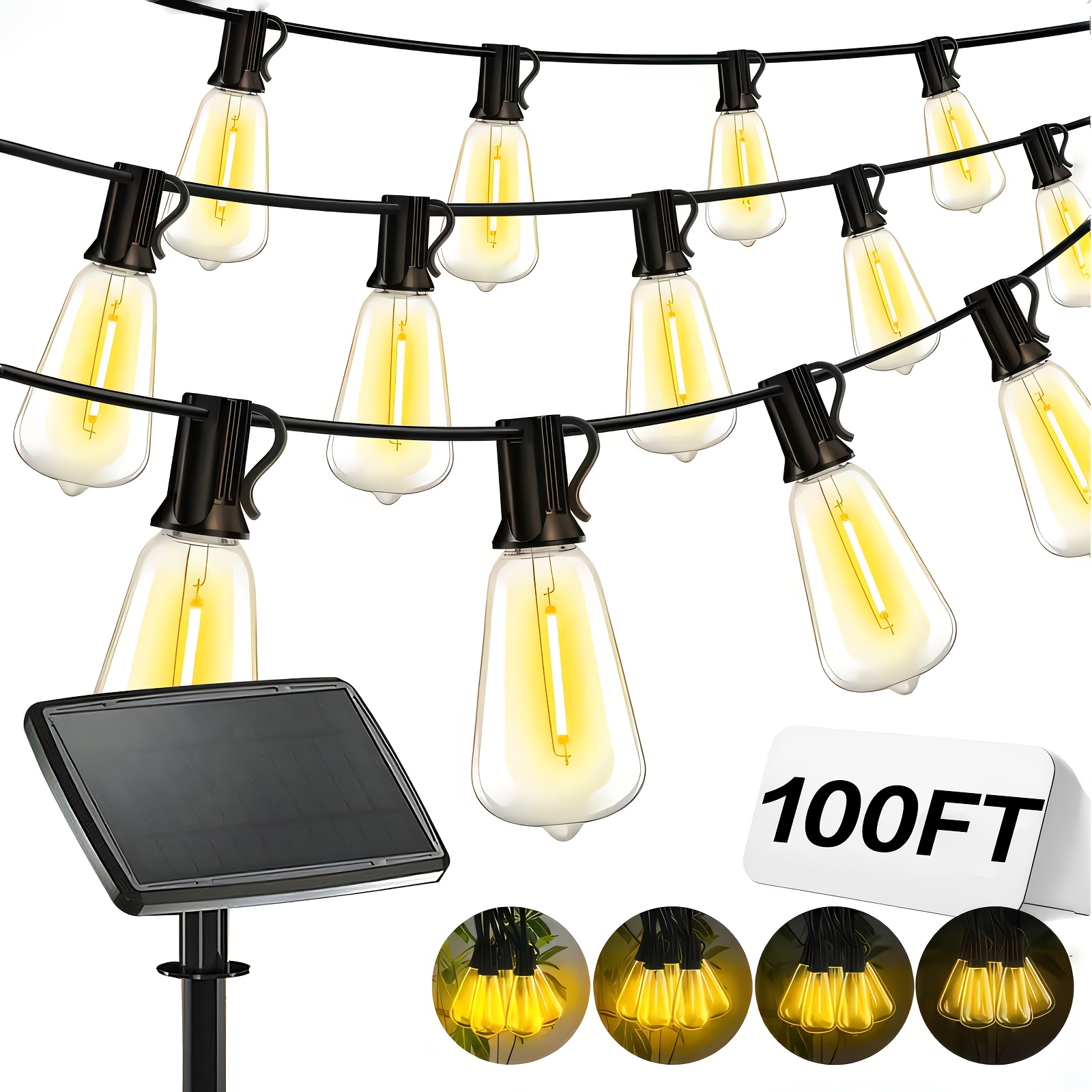 Christmas Lights Outdoor - Solar Lights Outdoor, 100ft Patio Light