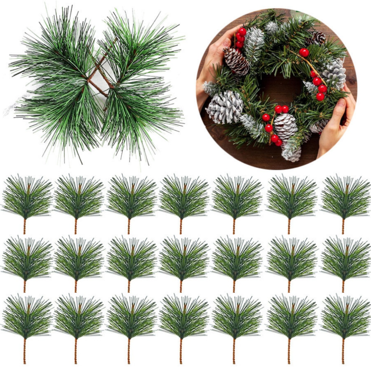 10-100pcs Artificial Green Pin – обзор и цена Christmas Wreath Fake
