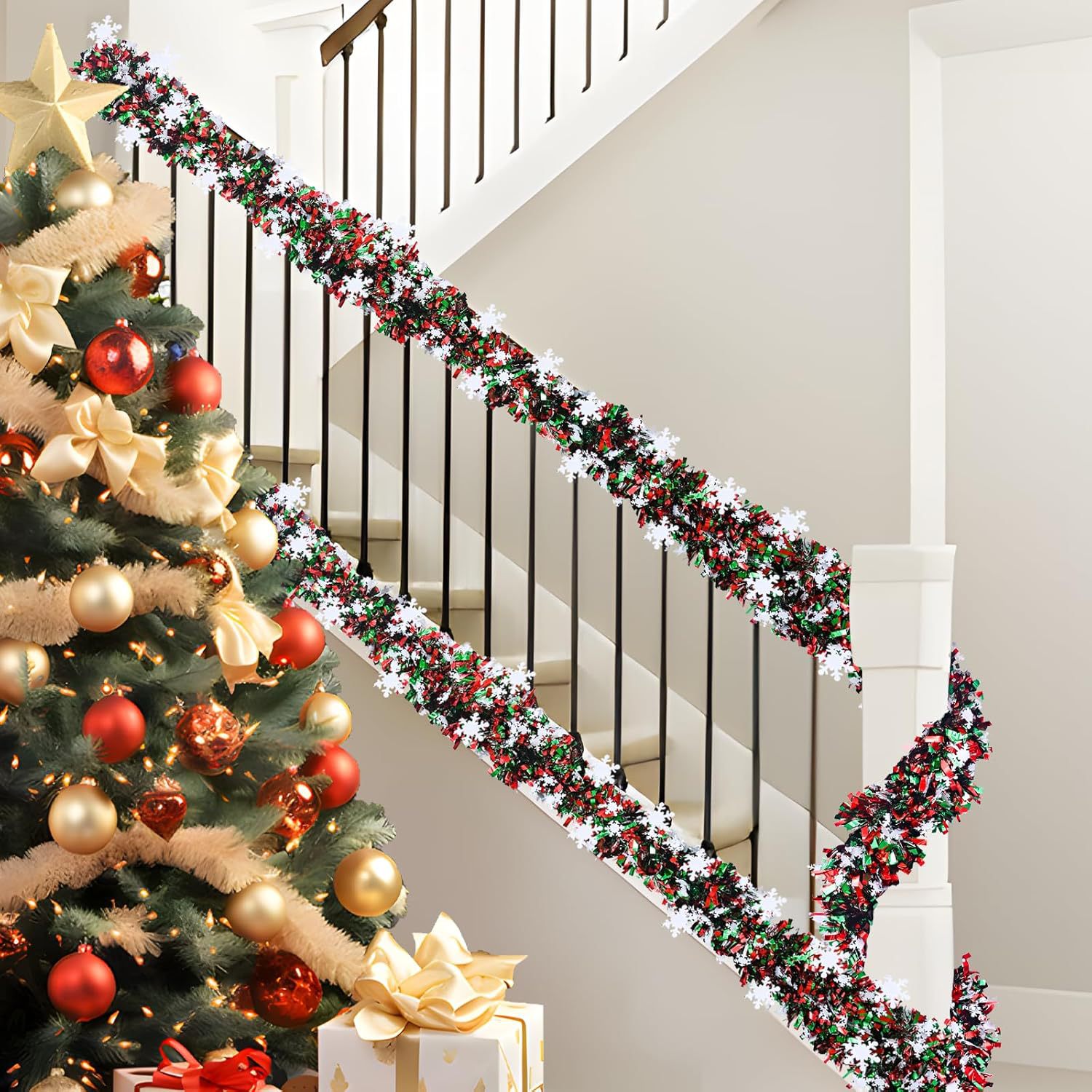 2M Christmas Snowflake Tinsel  – обзор и цена Tinsel Garland Decoration