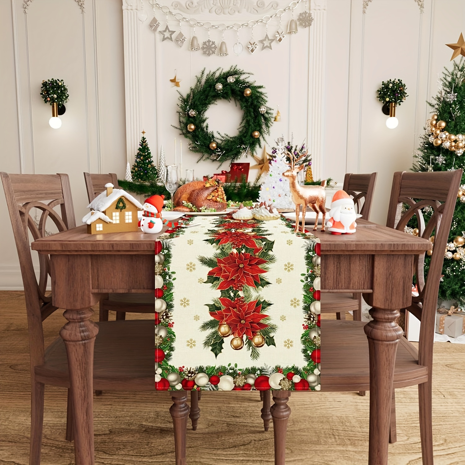 1pc Multi-Size Winter Floral T – обзор и цена Christmas Table Runner