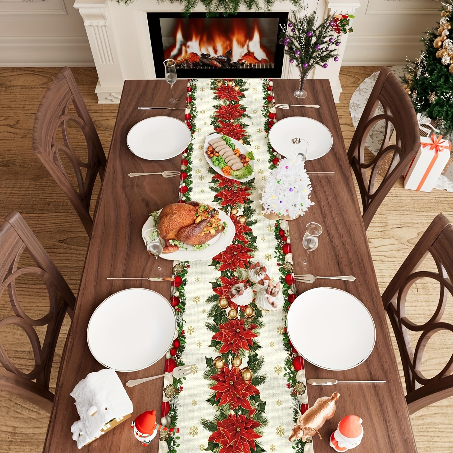 1pc Multi-Size Winter Floral T – обзор и цена Christmas Table Runner