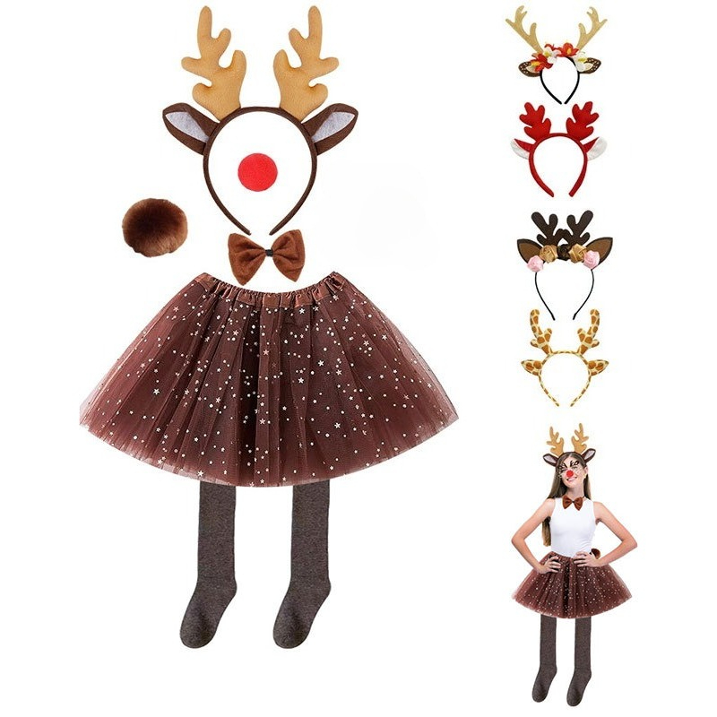 Reindeer Costume Set Tutu Skir – обзор и цена Reindeer Antlers Headband