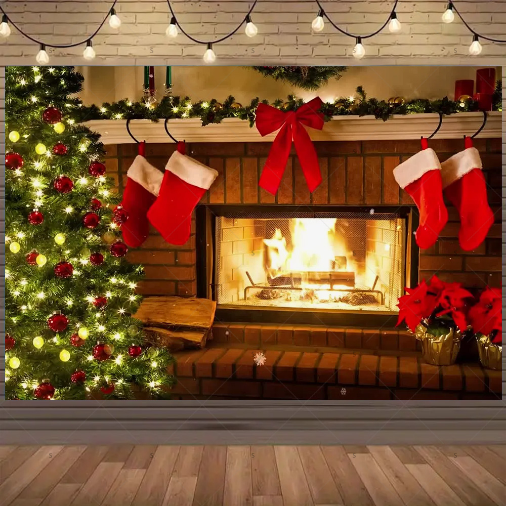 Christmas Photography Backdrop – обзор и цена Christmas Stocking Hanging