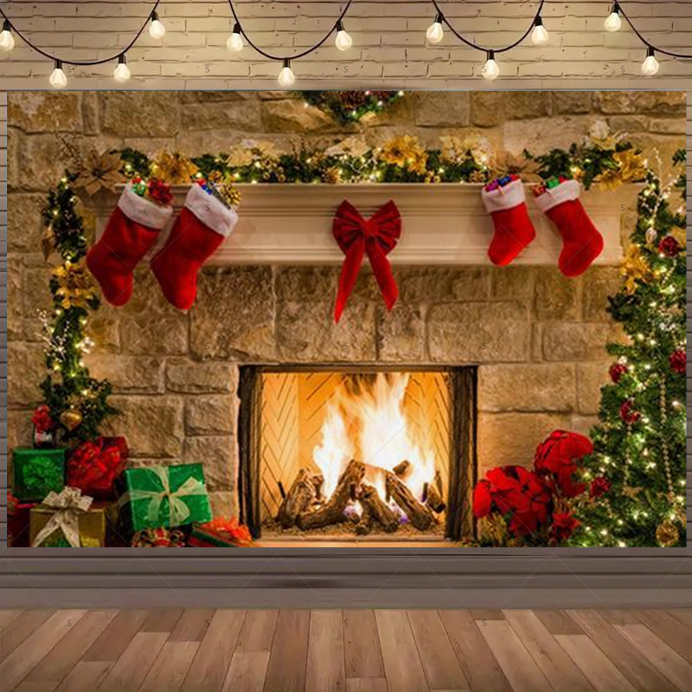 Christmas Photography Backdrop – обзор и цена Christmas Stocking Hanging