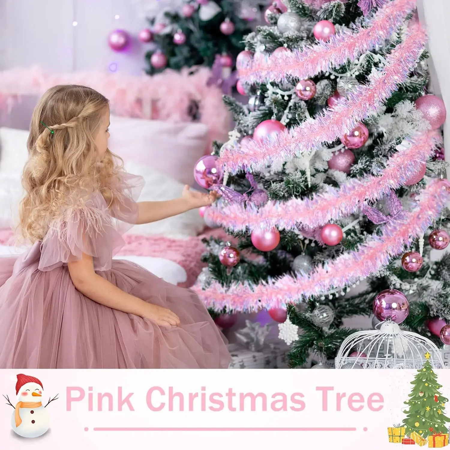 2M Pink Christmas Tinsel Garla – обзор и цена Tinsel Garland Decoration