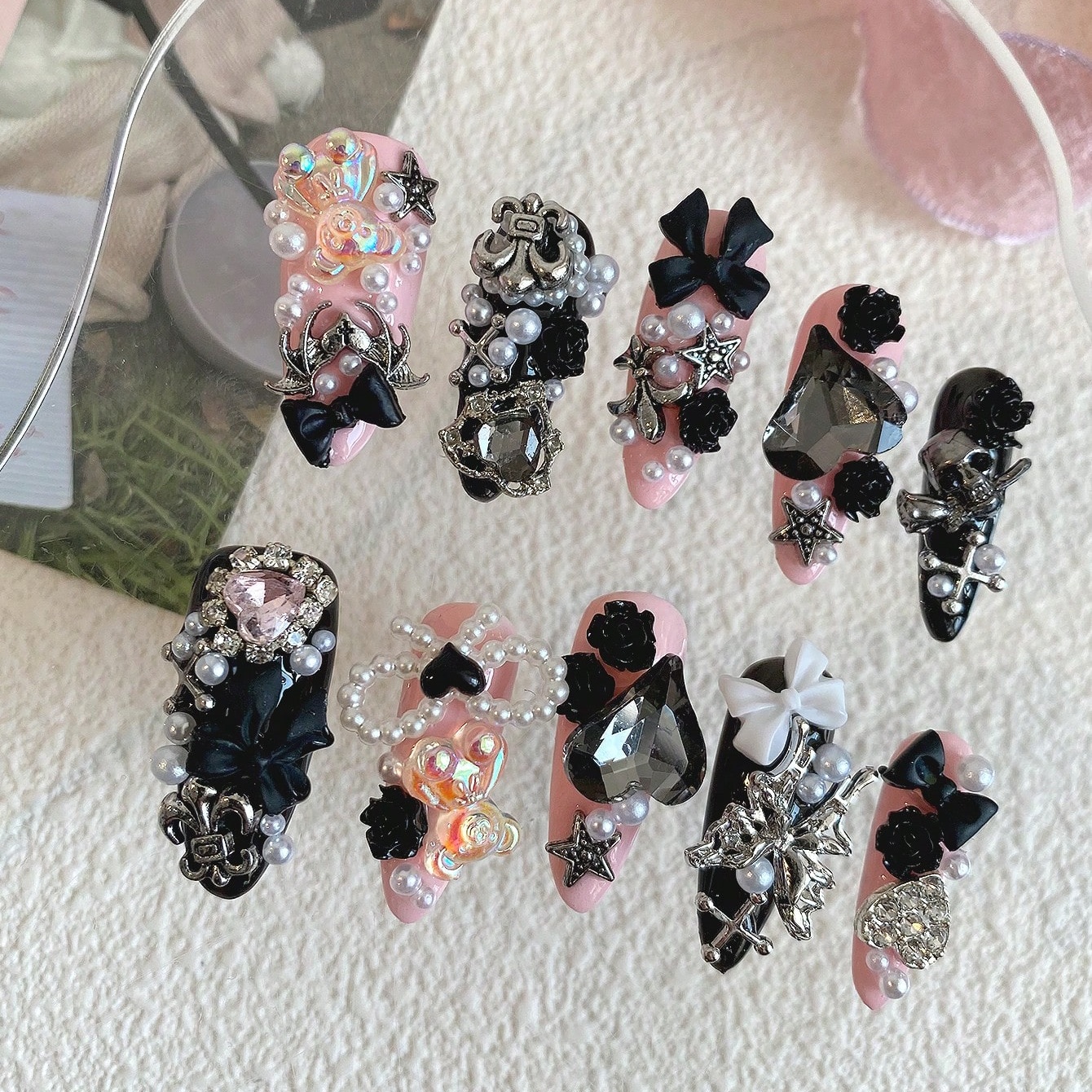 10pcs Long Coffin Pink Black G – обзор и цена Ribbon Bow Gift