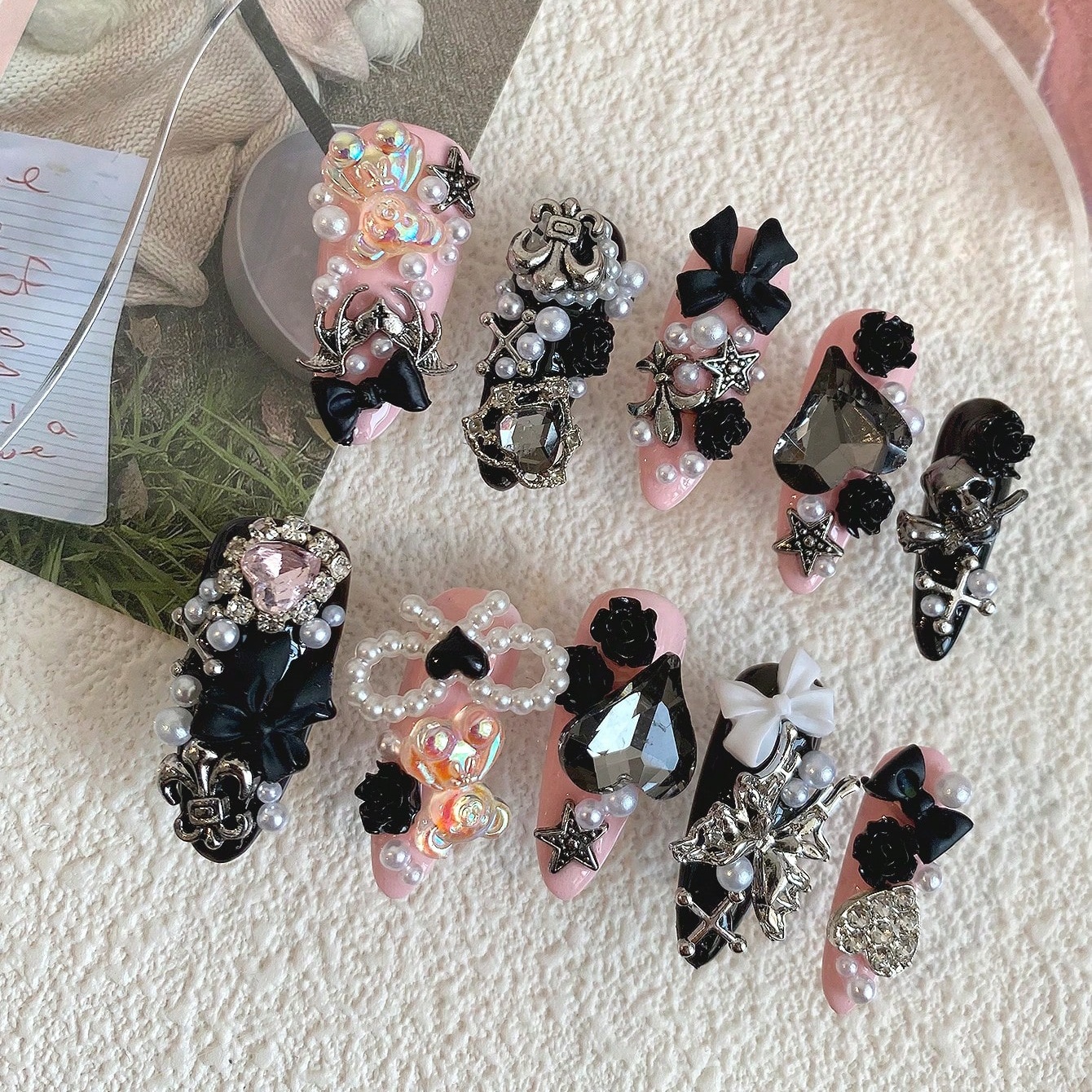 10pcs Long Coffin Pink Black G – обзор и цена Ribbon Bow Gift
