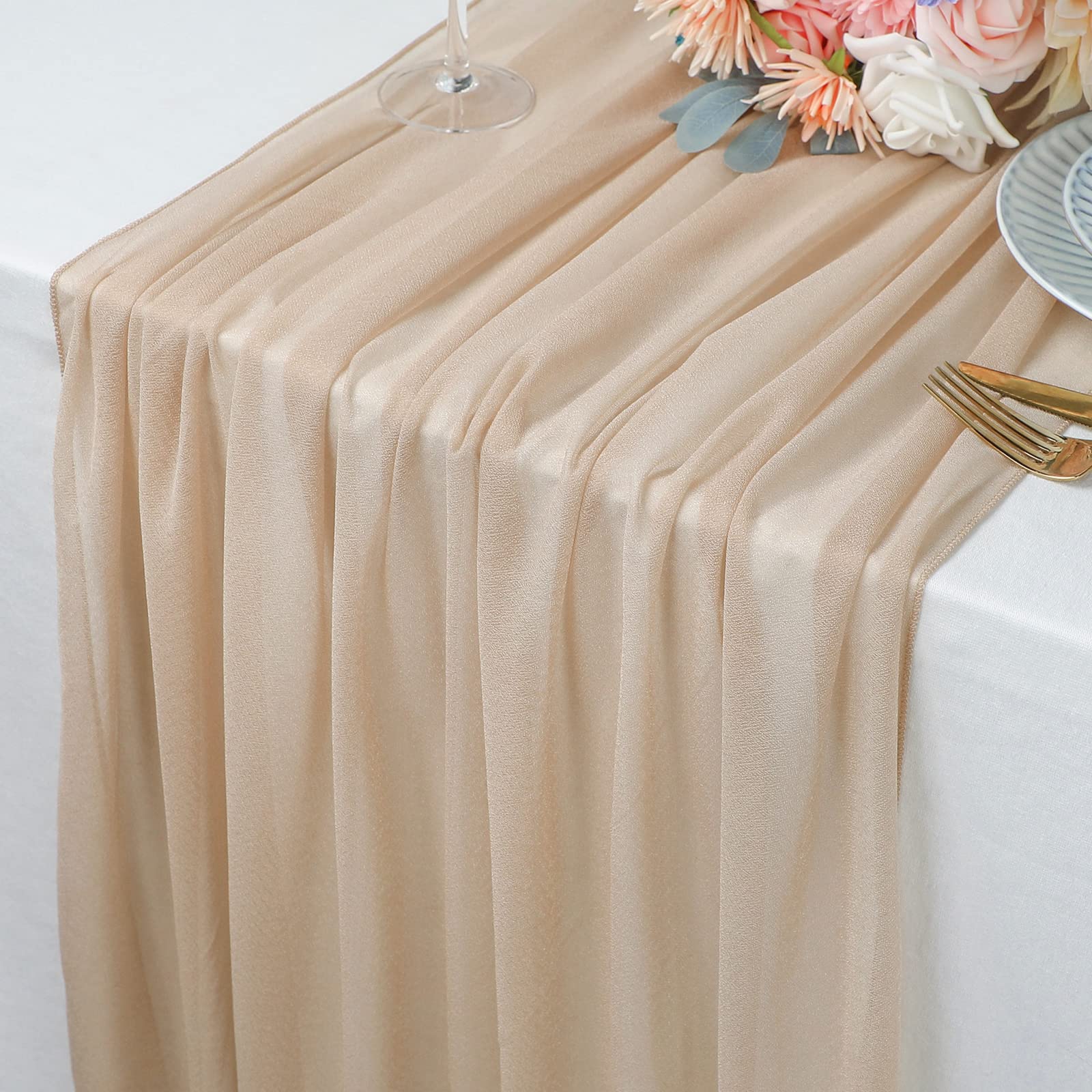 Beige Table Runner Chiffon Tab – обзор и цена Christmas Table Runner