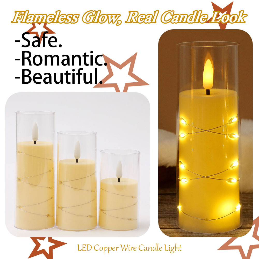 3pcs/set LED Copper Wire Flame – обзор и цена Holiday Candle Set