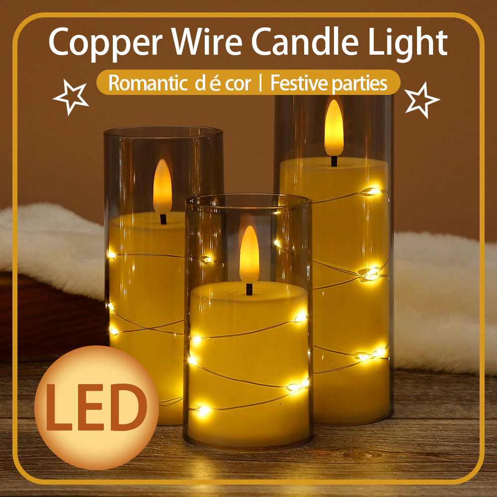 3pcs/set LED Copper Wire Flame – обзор и цена Holiday Candle Set